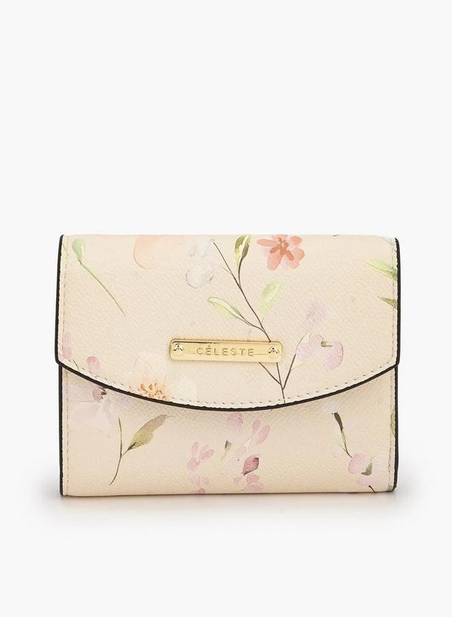 Celeste Floral Print Wallet With Snap Button Closure